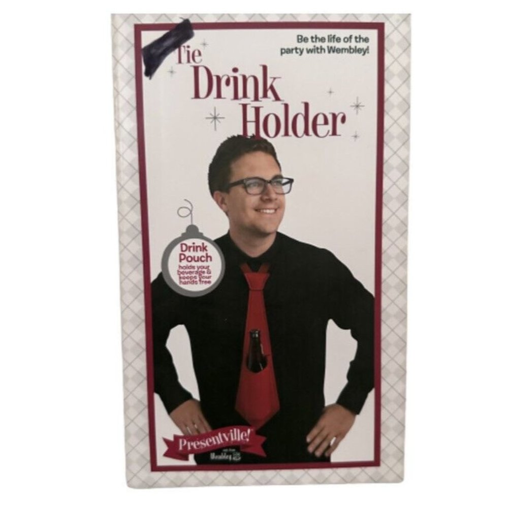 Christmas Holiday Tie Mens Party Gag Gift Ugly Wear Hook Loop Holds Bottle Can